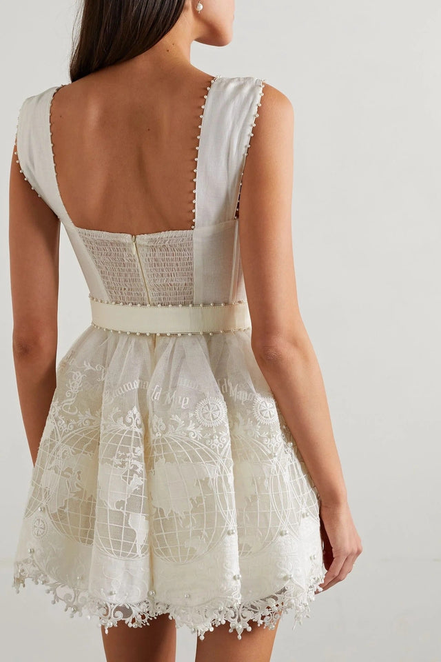 Zimmermann High Tide Embellished Mesh Mini Dress