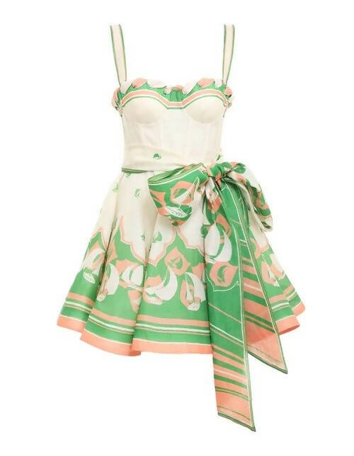 Zimmermann - Zimmermann High Tide Eyelet Mini Dress in Green Sailboats