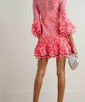 Zimmermann - Zimmermann High Tide Guava Lace Mini Dress Pink Size 0 / AU 8