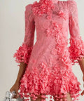 Zimmermann - Zimmermann High Tide Guava Lace Mini Dress Pink Size 0 / AU 8