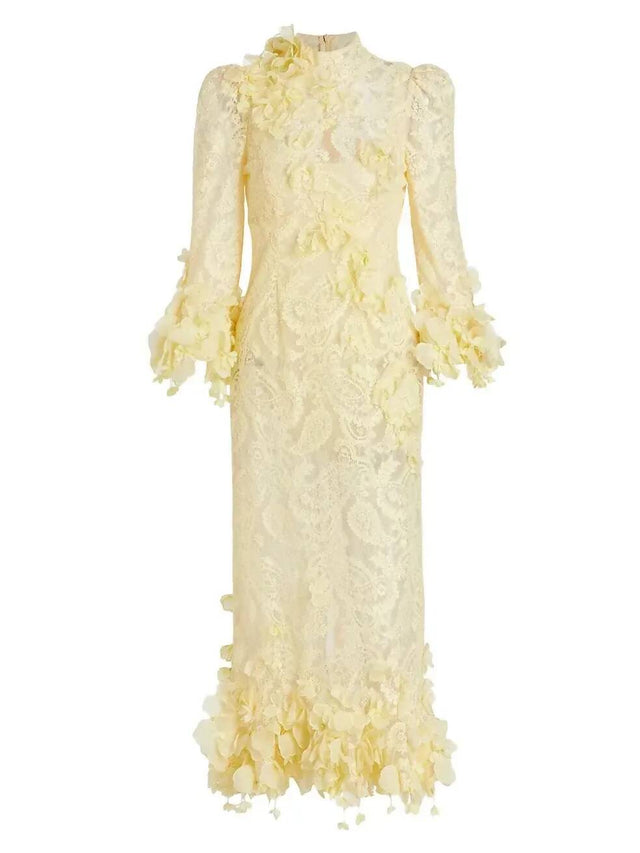 Zimmermann - Zimmermann High Tide Lace Midi Dress Lemon Size 0/ AU 8-10