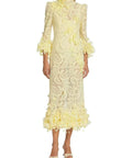 Zimmermann - Zimmermann High Tide Lace Midi Dress Lemon Size 0/ AU 8-10