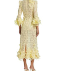 Zimmermann - Zimmermann High Tide Lace Midi Dress Lemon Size 0/ AU 8-10