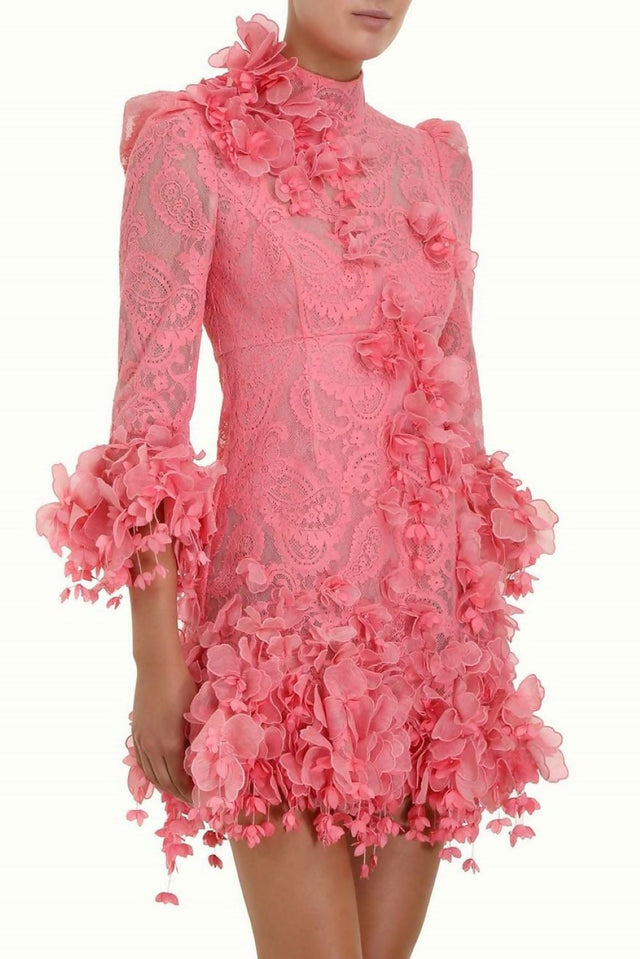 Zimmermann High Tide Lace Mini Dress in Guava Size 3 / AU 14 - 14 / Pink - Dresses