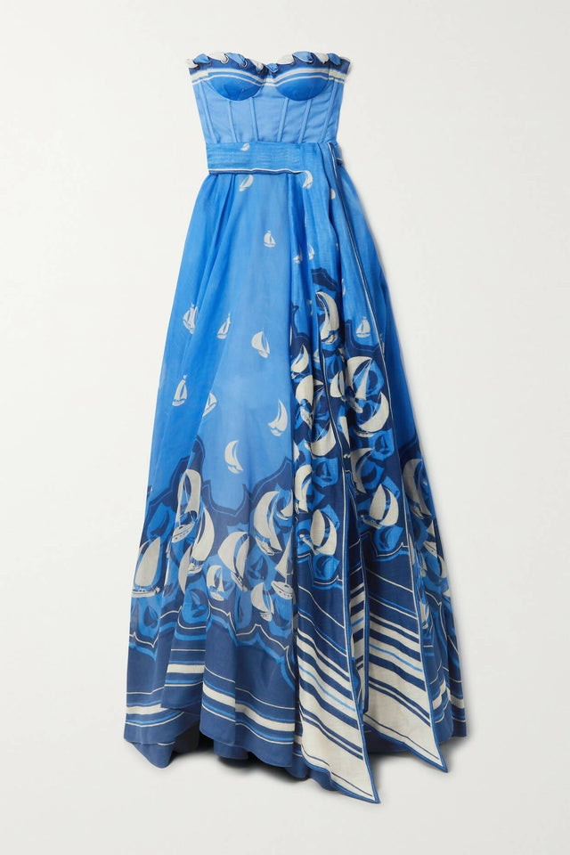 Zimmermann - Zimmermann High Tide Linen & Silk Strapless Maxi Dress