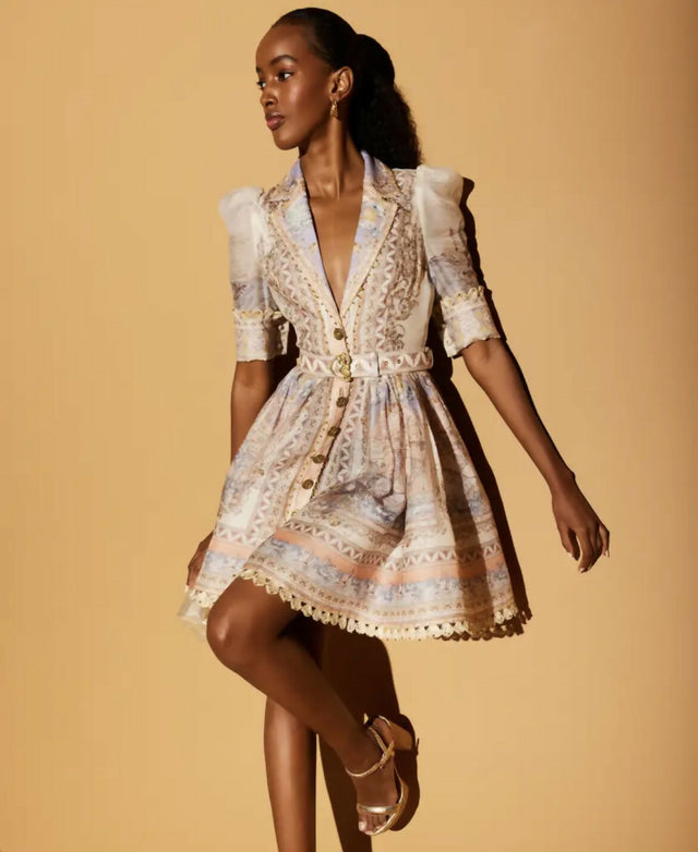 Zimmermann High Tide Mini Shirt Dress In Odyssey Print - 12 / Multi - Dresses