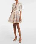 Zimmermann High Tide Mini Shirt Dress Odyssey Print Size / AU 8 - 8 / Multi - Dresses