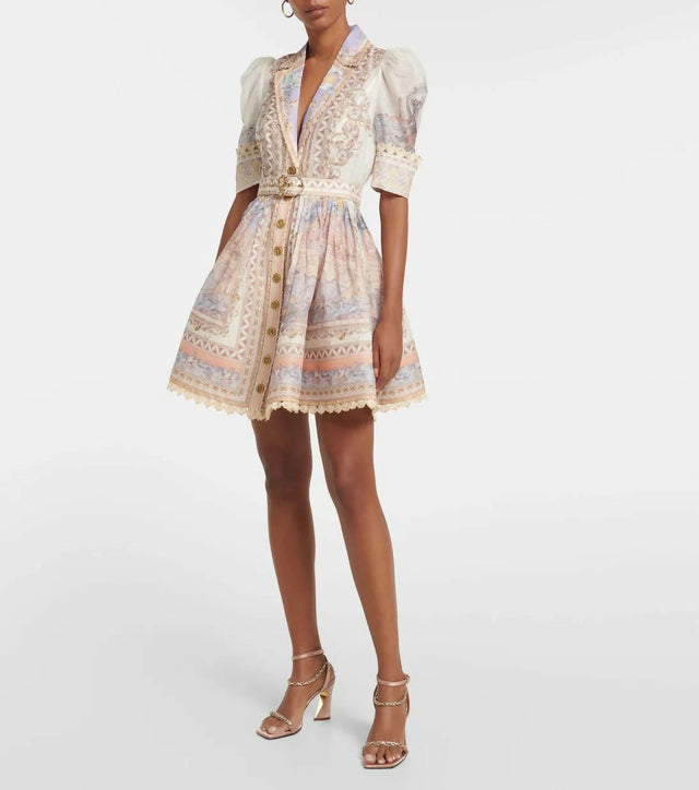 Zimmermann High Tide Mini Shirt Dress Odyssey Print Size / AU 8 - 8 / Multi - Dresses