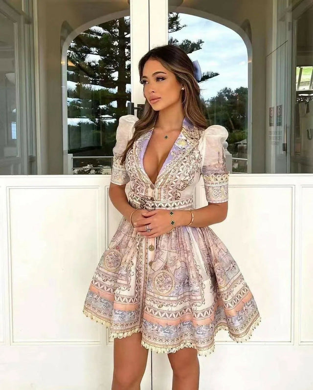 Zimmermann High Tide Mini Shirt Dress Odyssey Print Size / AU 8 - 8 / Multi - Dresses