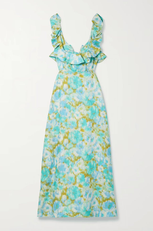 Zimmermann High Tide Open-back Ruffled Floral-print