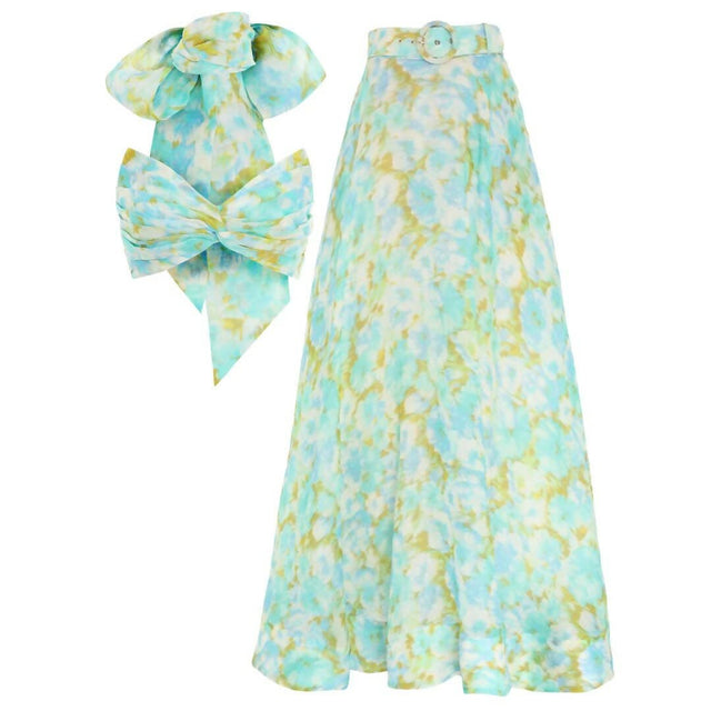 Zimmermann - Zimmermann High Tide Twist Crop Bodice & Maxi Skirt