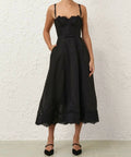 Zimmermann Hypnotic Lace Trim Gown - 10 / Black - Dresses