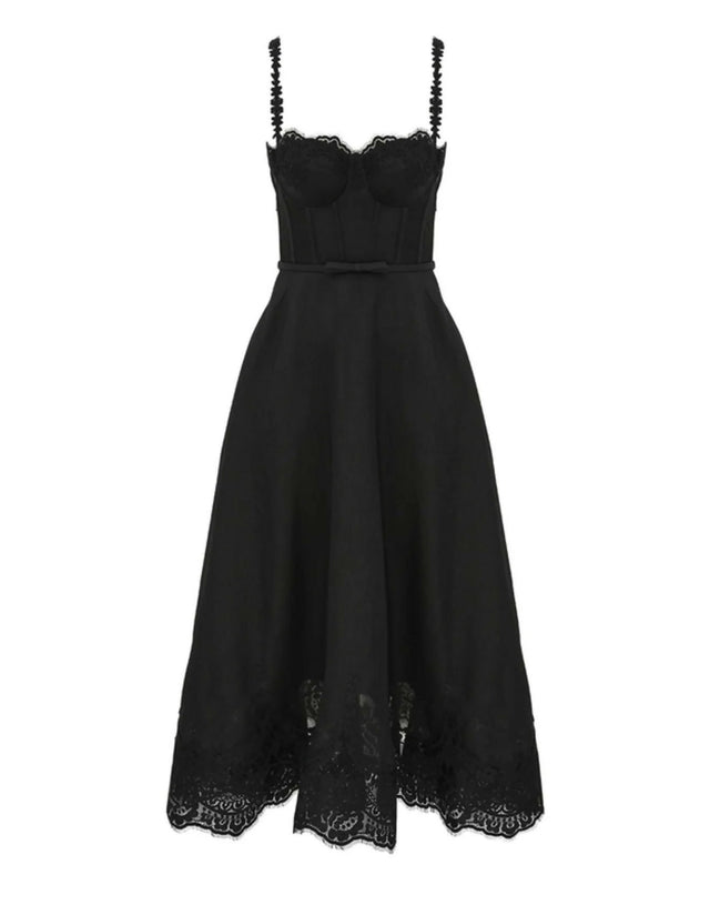Zimmermann Hypnotic Lace Trim Gown - 10 / Black - Dresses