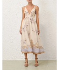 Zimmermann Hypnotic V Neck Midi Dress in Blue Floral - Dresses