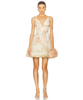Zimmermann Hypnotic V Neck Mini Dress in Cream Peony - Dresses