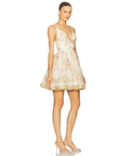Zimmermann Hypnotic V Neck Mini Dress in Cream Peony - Dresses