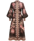 Zimmermann Illuminate Buttoned Midi Dress - 12 / Multi - Dresses