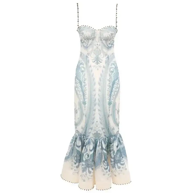 Zimmermann Illuminate Gown Turquoise Paisley Size 2 - 12 / Print - Dresses