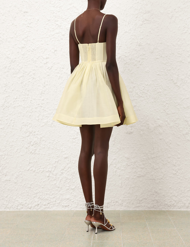 Zimmermann Illuminate V neck Mini Dress Yellow Size