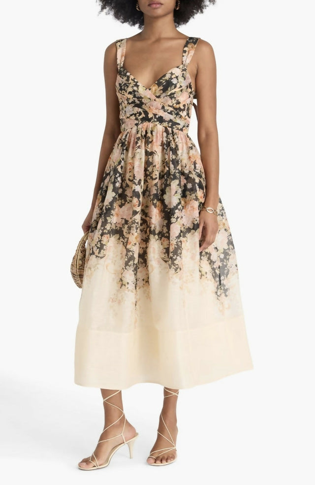 Zimmermann Illustration Midi Dress Tea Rococo Floral Size 3/AU14 - 14 / Floral - Dresses