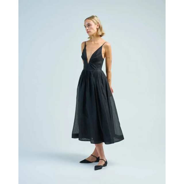 Zimmermann Illustration V Neck Midi Dress in Black - Dresses
