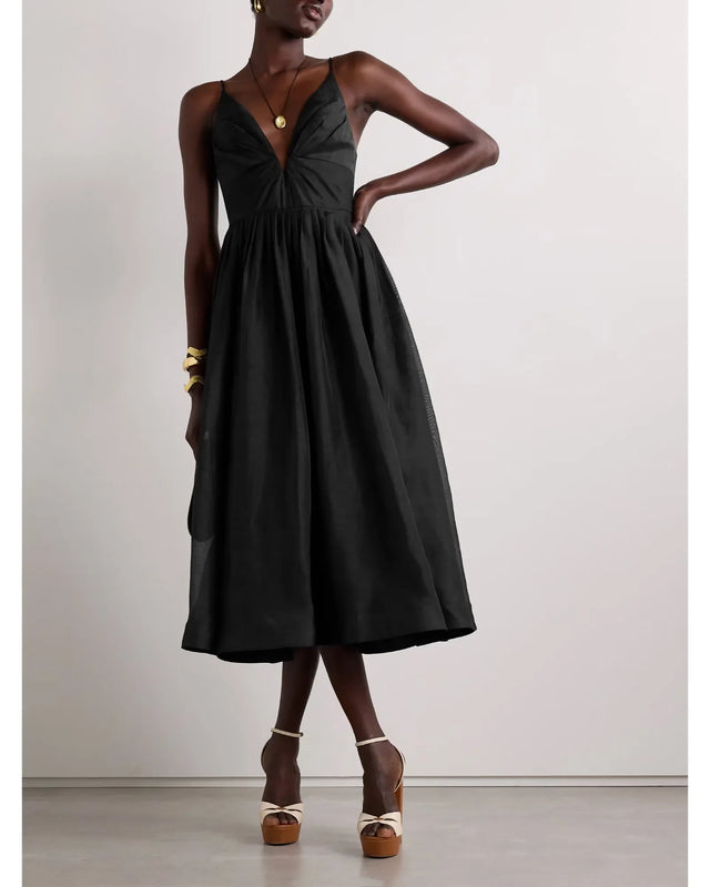 zimmermann illustration midi dress Zimmermann Illustration V Neck Midi Dress in Black