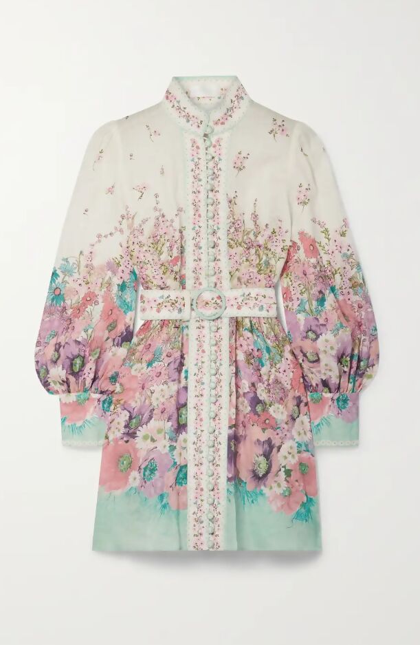 Zimmermann Jude Belted Floral Print Linen - 14 / Floral - Dresses