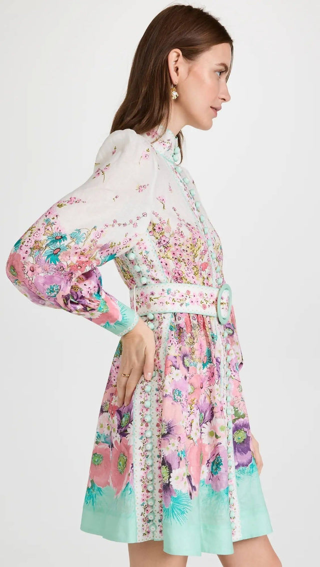 Zimmermann Jude Buttoned Mini Dress - 12 / Print - Dresses