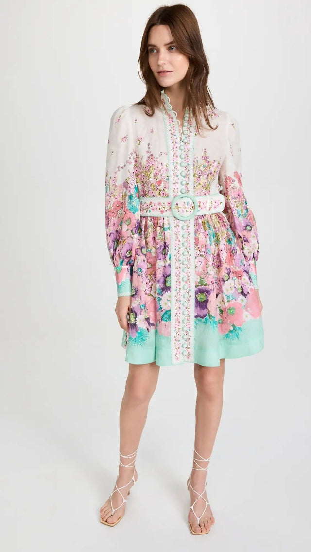 Zimmermann Jude Buttoned Mini Dress - 12 / Print - Dresses