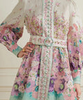 Zimmermann Jude Buttoned Mini Dress Aqua Gradient Floral Size 2 / AU 12 - 12 / Floral - Dresses