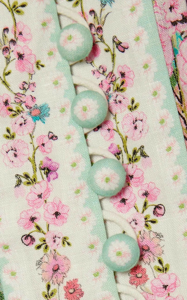 Zimmermann Jude Buttoned Mini Dress Aqua Gradient Floral Size 2 / AU 12 - 12 / Floral - Dresses