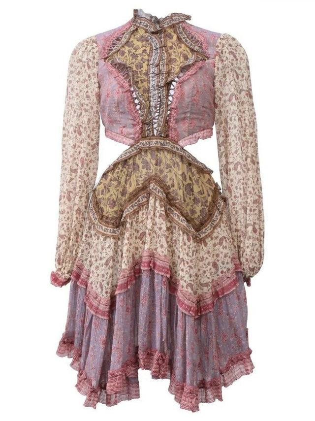 ZIMMERMANN Juniper Cut Out Floating Dress Spliced - 14 / Multi - Dresses