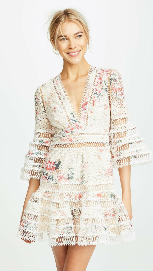 Zimmermann Laelia Diamond Flutter Dress - 10 / Multi - Dresses