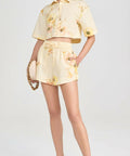 Zimmermann Lightburst Relaxed Crop Shirt Size 3 & Shorts Yellow Print Size 2 - 8 / Yellow - Outfit Sets