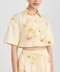 Zimmermann Lightburst Relaxed Crop Shirt Size 3 & Shorts Yellow Print Size 2 - 8 / Yellow - Outfit Sets