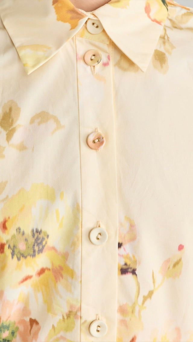 Zimmermann Lightburst Relaxed Crop Shirt Size 3 & Shorts Yellow Print Size 2 - 8 / Yellow - Outfit Sets