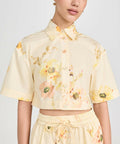 Zimmermann Lightburst Relaxed Crop Shirt Size 3 & Shorts Yellow Print Size 2 - 8 / Yellow - Outfit Sets