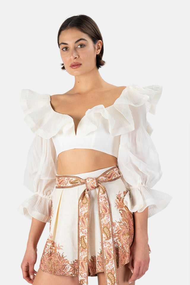 Zimmermann Lovestruck Cropped Bodice White Size / AU 6 - 6 / White - Tops
