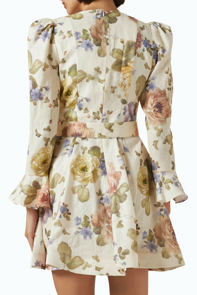 Zimmermann Luminosity Mini Dress Multi Floral Cream Size 1 / AU 10 - 10 / Multi - Dresses