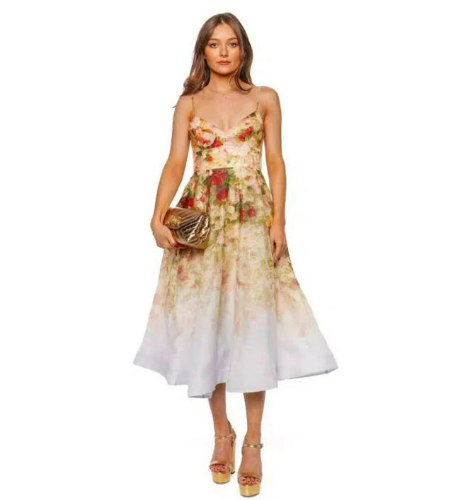Zimmermann Luminosity Picnic Midi Dress Floral Size 1 / AU 10 - 10 / Multi - Dresses