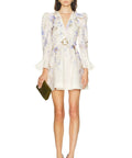 Zimmermann Luna Plunge Mini Dress - 10 / Floral - Dresses
