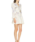 Zimmermann Luna Plunge Mini Dress - 10 / Floral - Dresses