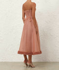 Zimmermann Luna Ruffle Midi Dress in Peony - Dresses