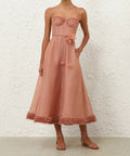 Zimmermann Luna Ruffle Midi Dress Peony Size / AU 8 - 8 / Pink - Dresses