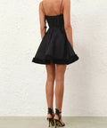 Zimmermann Luna Ruffle Mini Dress in Black - 12 / Black - Dresses