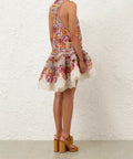 Zimmermann Luna Shirred Lantern Dress in Multi Floral - Dresses