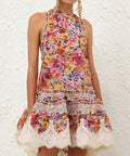 Zimmermann Luna Shirred Lantern Dress in Multi Floral - Dresses