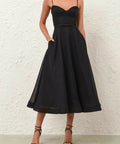 Zimmermann Luna Structured Midi Dress - 12 / Black - Dresses