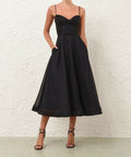 Zimmermann Luna Structured Midi Dress Black Size / AU 6 & 1 / AU 8 - Dresses