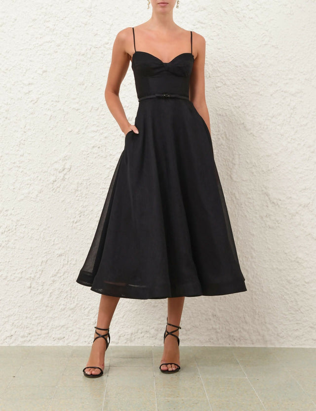 Zimmermann Luna Structured Midi Dress Black Size / AU 6 & 1 / AU 8 - Dresses